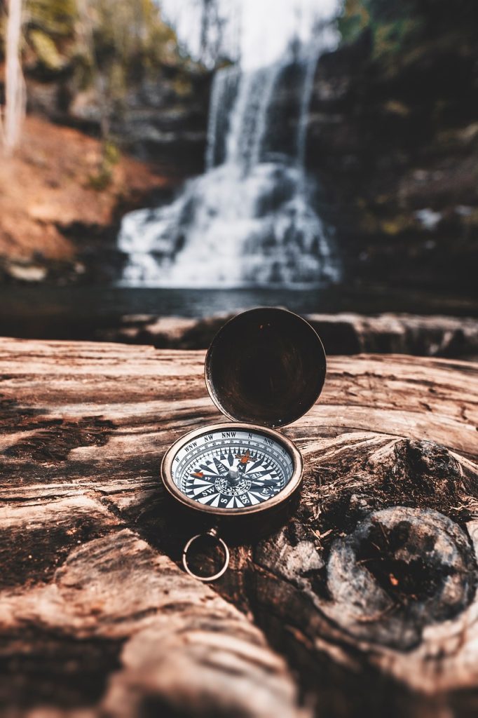 A compass resting, a symbol of finding direction